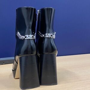 Michael Kors Black Heeled Boots with Silver Chain